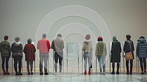 Photorealistic depiction of diverse individuals engaged in the democratic process of voting