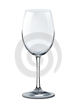 Photorealistic empty wine glass isolated