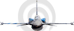 Photorealistic F-16 fighter jet aircraft vector illustration on isolated transparent background
