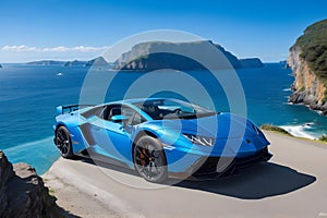 A photorealistic hyper Lamborghini supercar generated by Ai