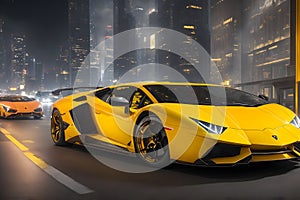 A photorealistic hyper Lamborghini supercar generated by Ai