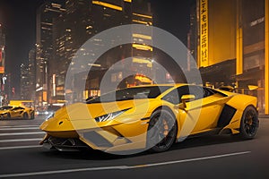 A photorealistic hyper Lamborghini supercar generated by Ai