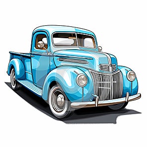 Photorealistic Illustration of Pickup Truck on White