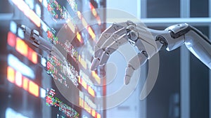 Photorealistic image of an advanced robot arm in a laboratory conducting delicate DNA sequencing for genetic research photo
