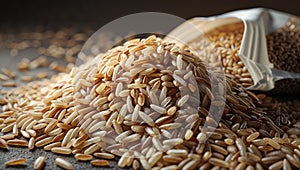 Photorealistic image of a bag of brown rice