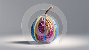 Photorealistic image of a colorful nut isolated on a white background