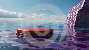 a photorealistic image of a 3d scene with a red hexago ai generated