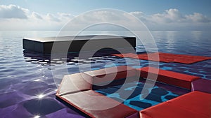 a photorealistic image of a 3d scene with a red hexago ai generated