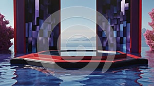 a photorealistic image of a 3d scene with a red hexago ai generated