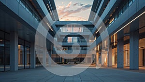 Photorealistic image of a eco-style high-tech building facade photo