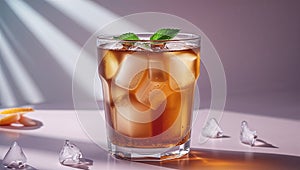 Photorealistic image of a glass of flavored iced tea