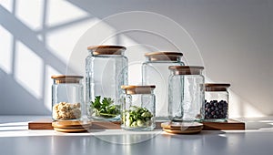 Photorealistic image of a glass food storage container