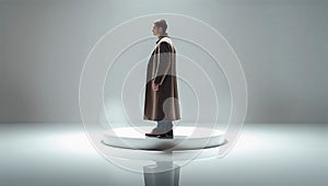 Photorealistic image of a long coat on a clothing rack