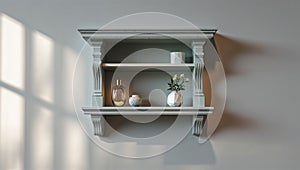 Photorealistic image of a mini wall shelf