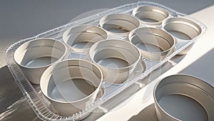 Photorealistic image of a plastic tray of snacks