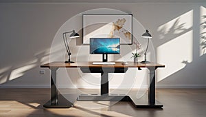 Photorealistic image of a programmable led smart coffee table in a studio setting