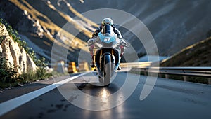 Photorealistic image of a racing bike on a white background