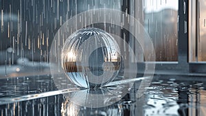 Photorealistic image of a rain streaks over mirror surface