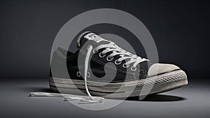 Photorealistic image of a sneakers against a monochrome backdrop
