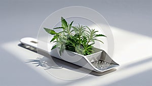 Photorealistic image of a usb herb scoop base on a white background