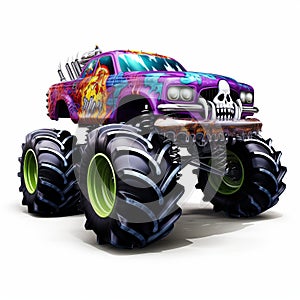 Photorealistic Limo Monster Truck On White Background