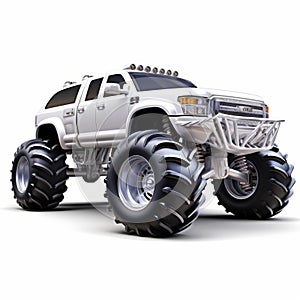 Photorealistic Limo Monster Truck On White Background