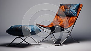 Fotorrealista sala sillas a pierna silla oscuro ámbar a azur detalles 