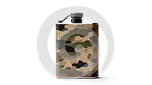 Photorealistic Military Army Flask on White Background
