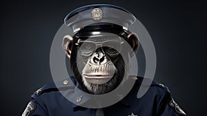 Photorealistic Monkey Police Officer In Zbrush Style