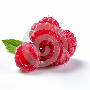 Photorealistic Pastiche: Four Raspberries On White Background
