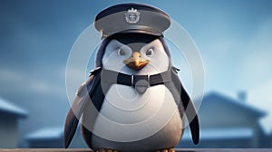 Photorealistic Penguin Police Officer In Cinema4d Style
