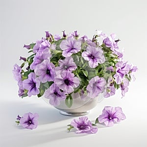 Photorealistic Petunias In Vase: High Detail Commercial Photography