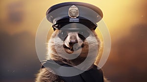 Photorealistic Police Meerkat In Cop Hat - Max Rive Style