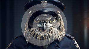 Photorealistic Police Owl Portrait: Epic Vray Artwork By Mike Campau