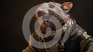 Photorealistic Renaissance Rat Costume With Sentient Biped Troglodite