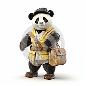 Photorealistic Rendering Of Panda Bear In Traditional Bavarian Clothing