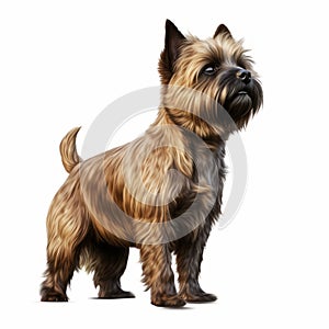 Colorful Photorealistic Cairn Terrier Standing Illustration On White Background