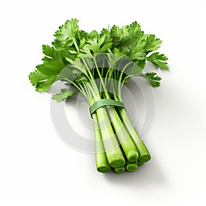 Photorealistic Renderings Of Green Celery On White Background