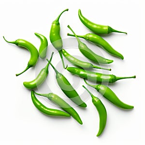 Photorealistic Renderings Of Green Chili Peppers: High Resolution Uhd Images