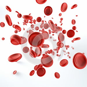 Photorealistic Renderings Of Red Blood Cells On White Background photo