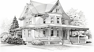 Photorealistic Renderings Of A Victorian Home: A Monochromatic Serenity