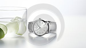 Photorealistic Renderings Of A Watch With Water And Lime
