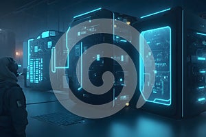 A photorealistic scenario in which AI-driven cybersecurity algorithms detect generated by Ai photo