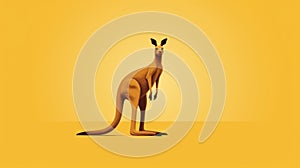 Photorealistic Surrealism: Detailed Kangaroo Sculpture On Yellow Background