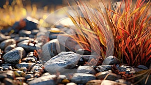 Photorealistic Tall Grass On Rock Field: A Hyperrealistic Marine Life