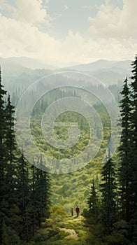 Photorealistic Terragen Forest Painting With Whistlerian Atmospheres photo