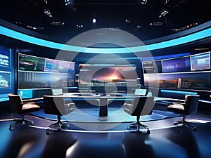 photorealistic tv news channel studio photo