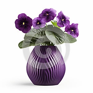 Photorealistic Violet In Modern Mat Ceramic Vase photo