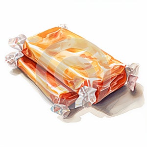 Photorealistic Watercolor Drawing Of Orange Candy Bars