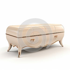 Photorealistic White Trunk With Beige Leather Top - Ottoman Art Inspired